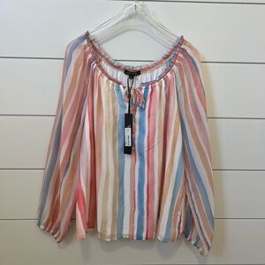 CHARLIE B Multicolor Striped Blouse NWT